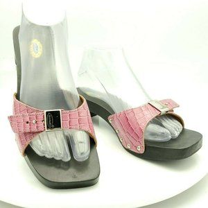 Dr Scholls SPECIAL Croc Print Wooden Sandals